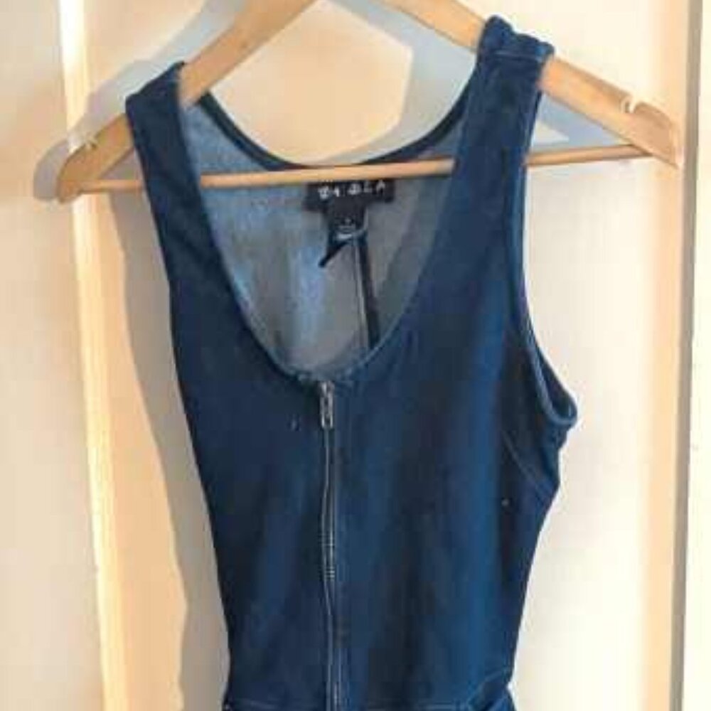 Waimea Blue Denim Sleeveless Jumpsuit with Wide-Leg Design